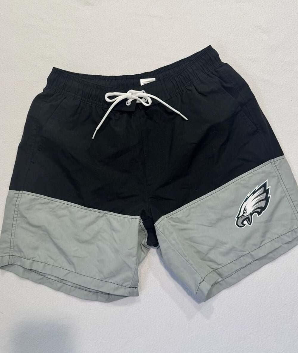 Philadelphia Eagles NFL Men’s Swim Trunks Board Shorts Black Gray Size S NWT